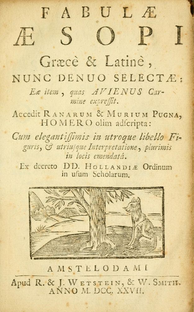 Scan 0003 of Fabulae Aesopi graecaè et latinè, nunc denuo selectae.