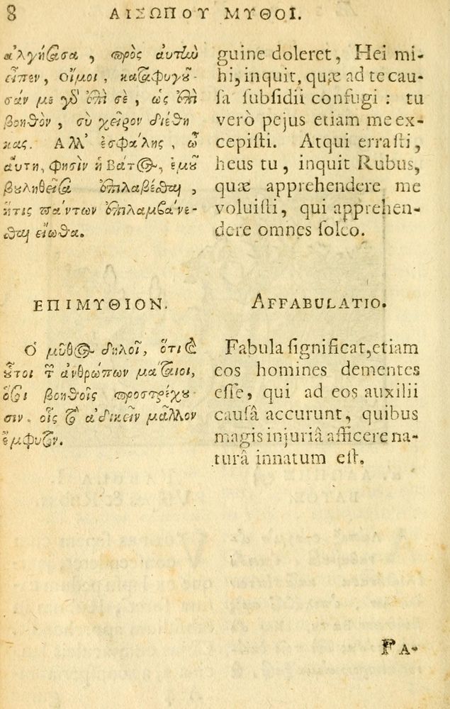 Scan 0010 of Fabulae Aesopi graecaè et latinè, nunc denuo selectae.