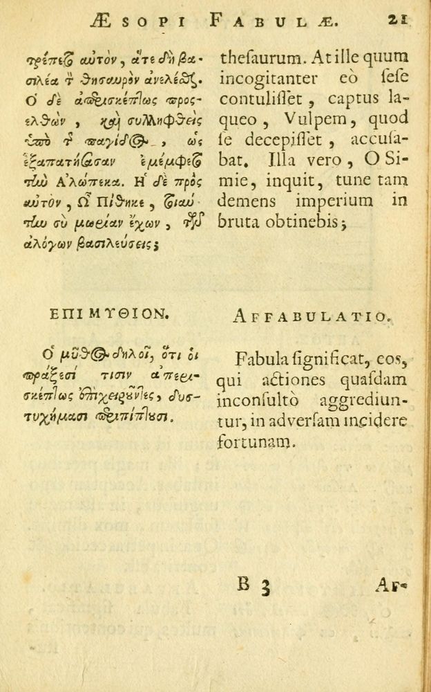 Scan 0023 of Fabulae Aesopi graecaè et latinè, nunc denuo selectae.