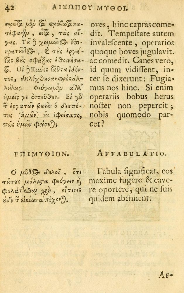 Scan 0044 of Fabulae Aesopi graecaè et latinè, nunc denuo selectae.