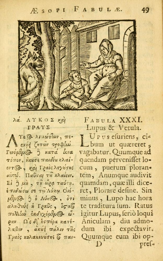 Scan 0051 of Fabulae Aesopi graecaè et latinè, nunc denuo selectae.