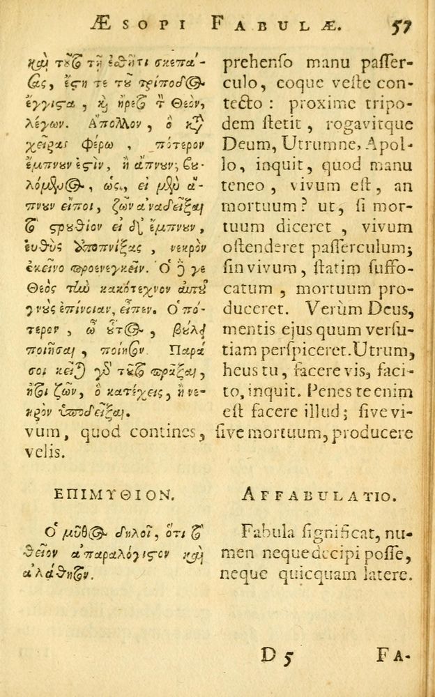 Scan 0059 of Fabulae Aesopi graecaè et latinè, nunc denuo selectae.