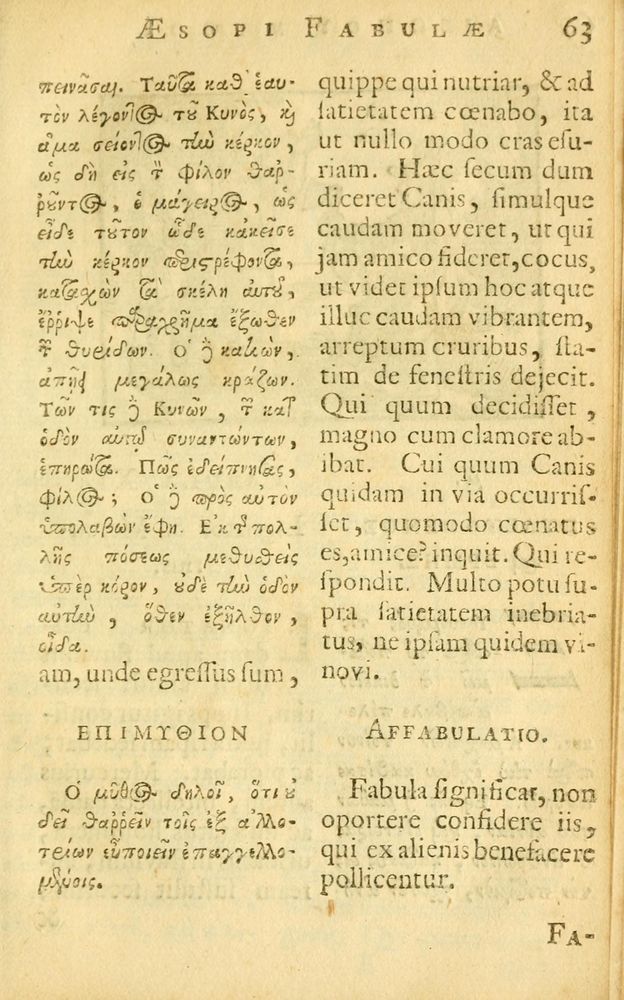 Scan 0065 of Fabulae Aesopi graecaè et latinè, nunc denuo selectae.